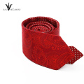 Custom Wholesale Skinny Silk Tie Red Wedding Woven Mens Paisley Tie